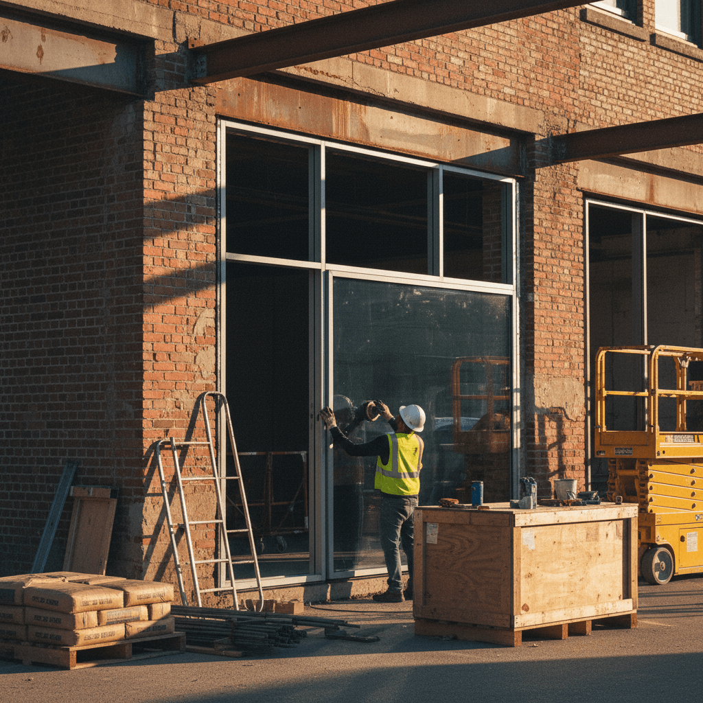 Commercial exterior storefront installation
