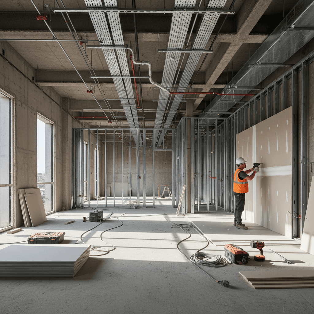 Interior fit-out construction in progress